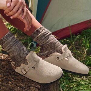 Birkenstock  Boston Shearling Clogs - Women's, Taupe Color Soft Warm For Winter
